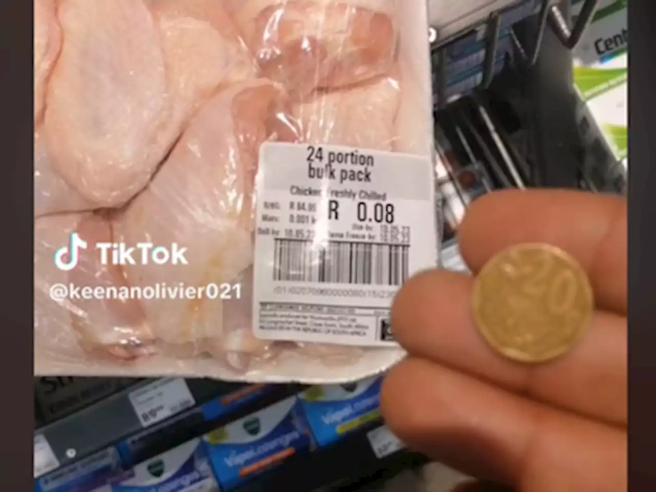 Customer pays 8c for 24 portion bulk pack of chicken