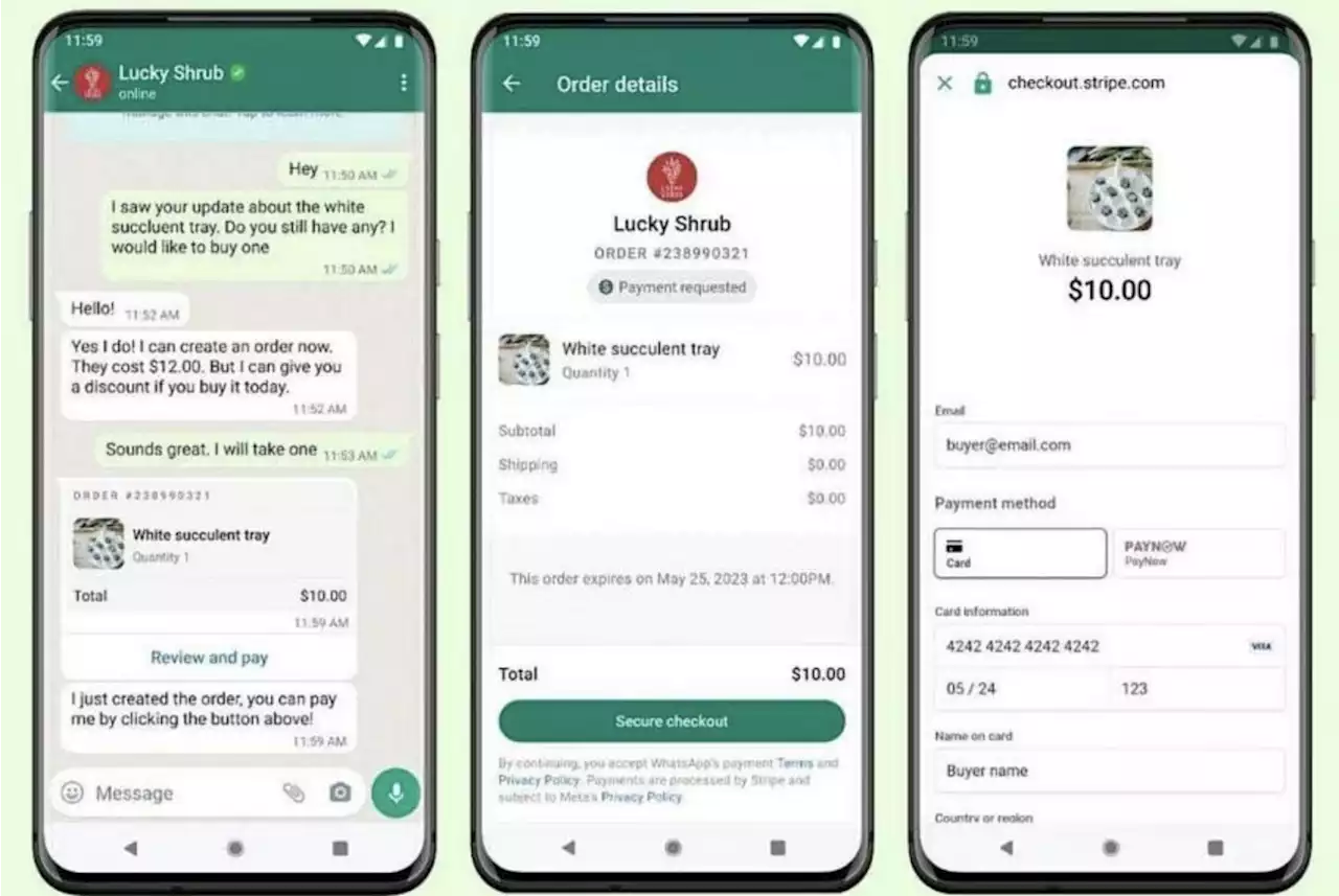 Singapore users can now pay some local businesses right from their WhatsApp chat