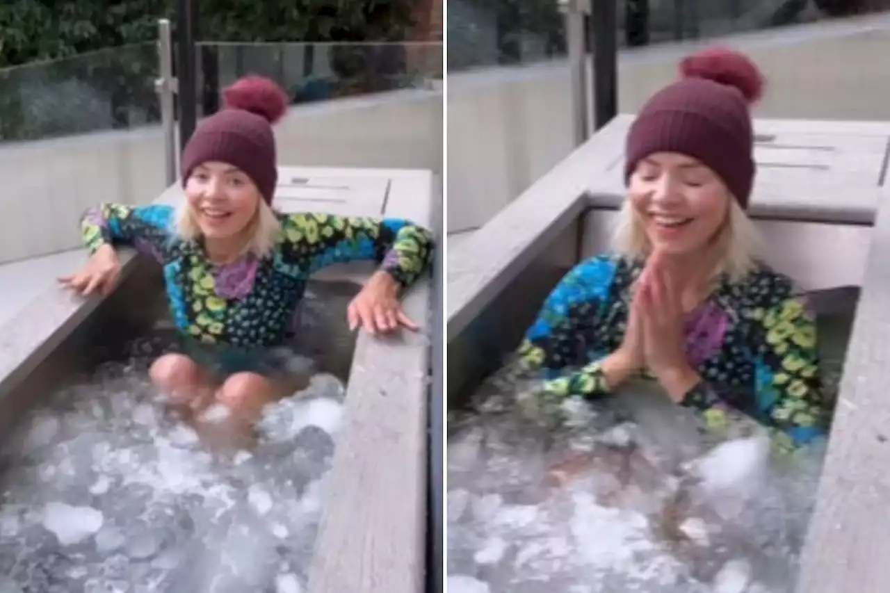 Holly Willoughby strips to her swimsuit to take an ice bath