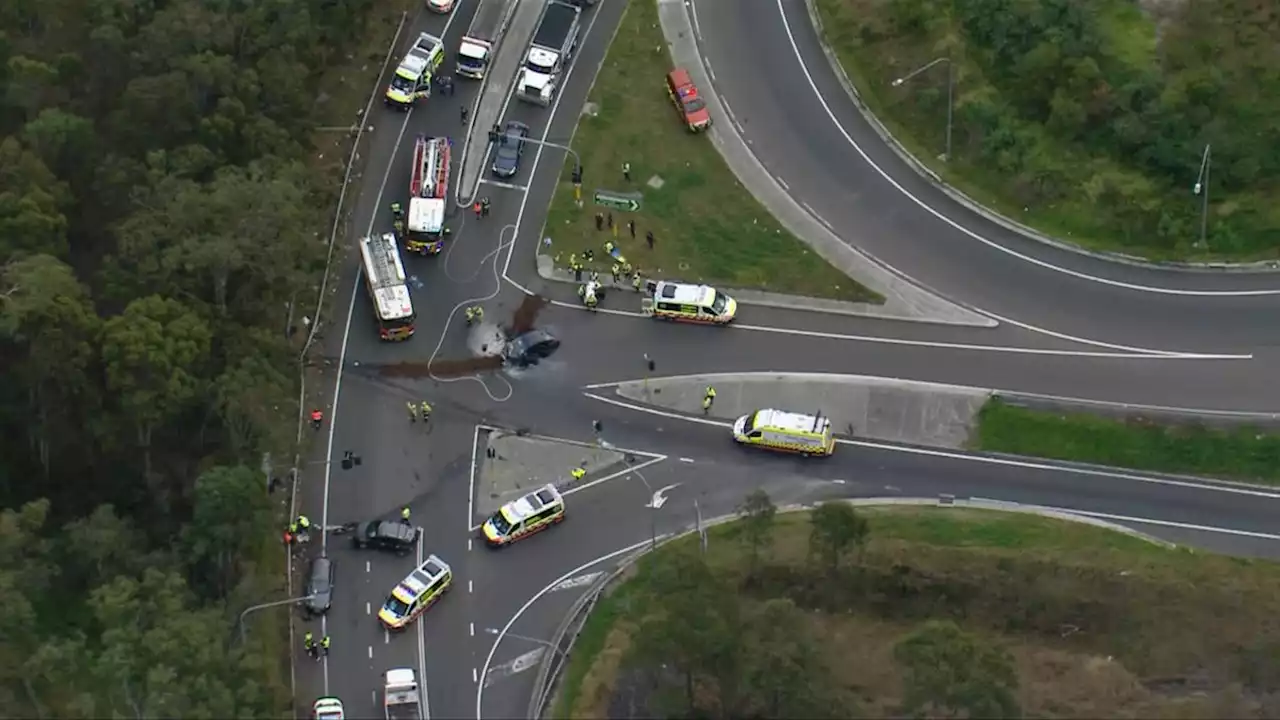 Horrific three-car crash closes major Sydney road