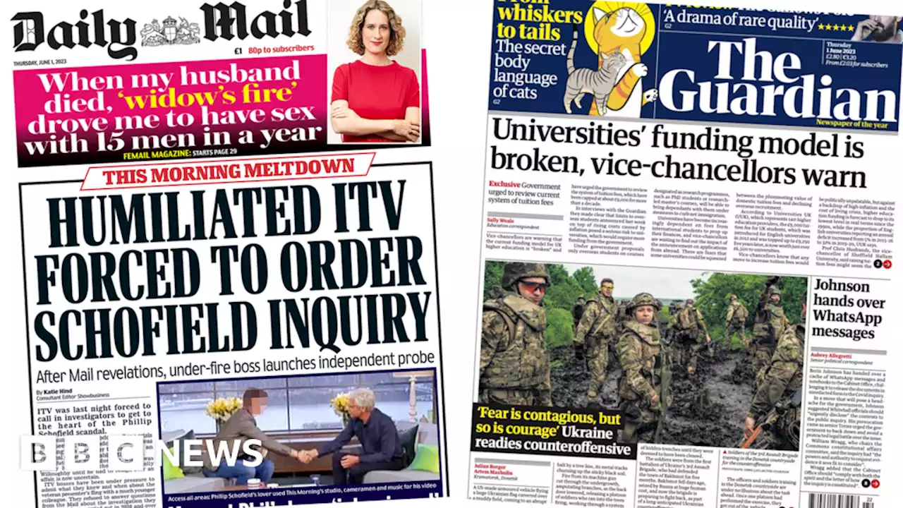 Newspaper headlines: ITV orders inquiry and university funding 'broken'