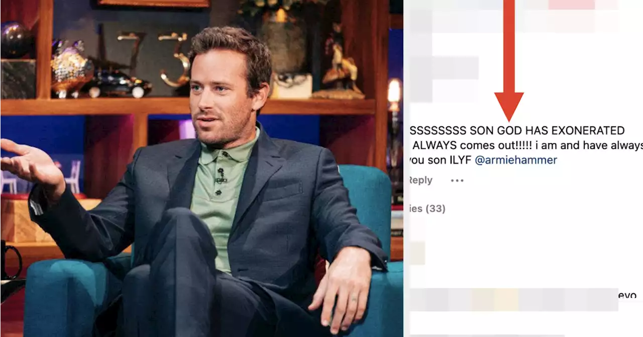 Armie Hammer Posted An Instagram About Not Facing Criminal Charges, And His Mom Commented