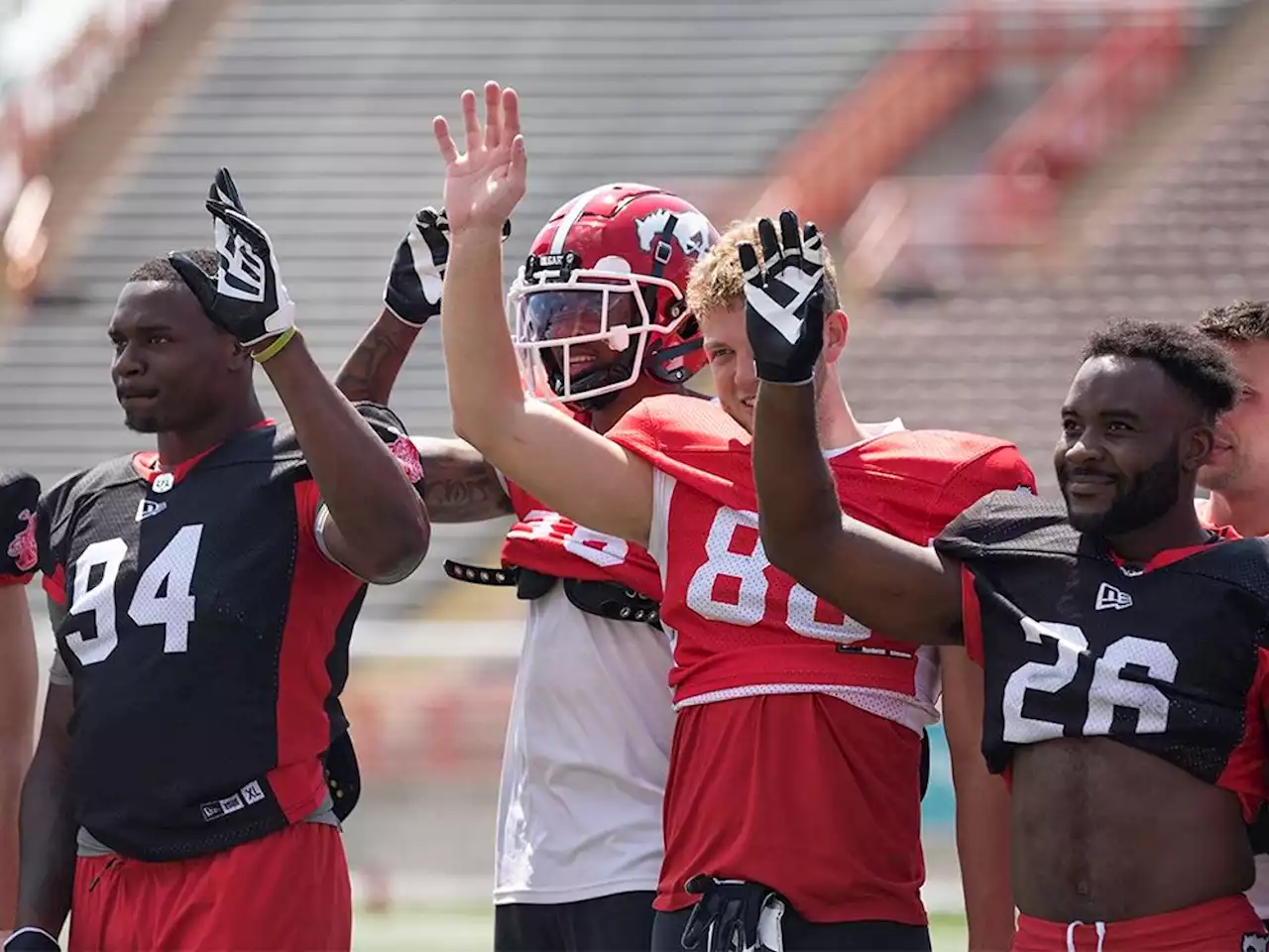 Calgary Stampeders' Cole Tucker picking up the Canadian game at training camp