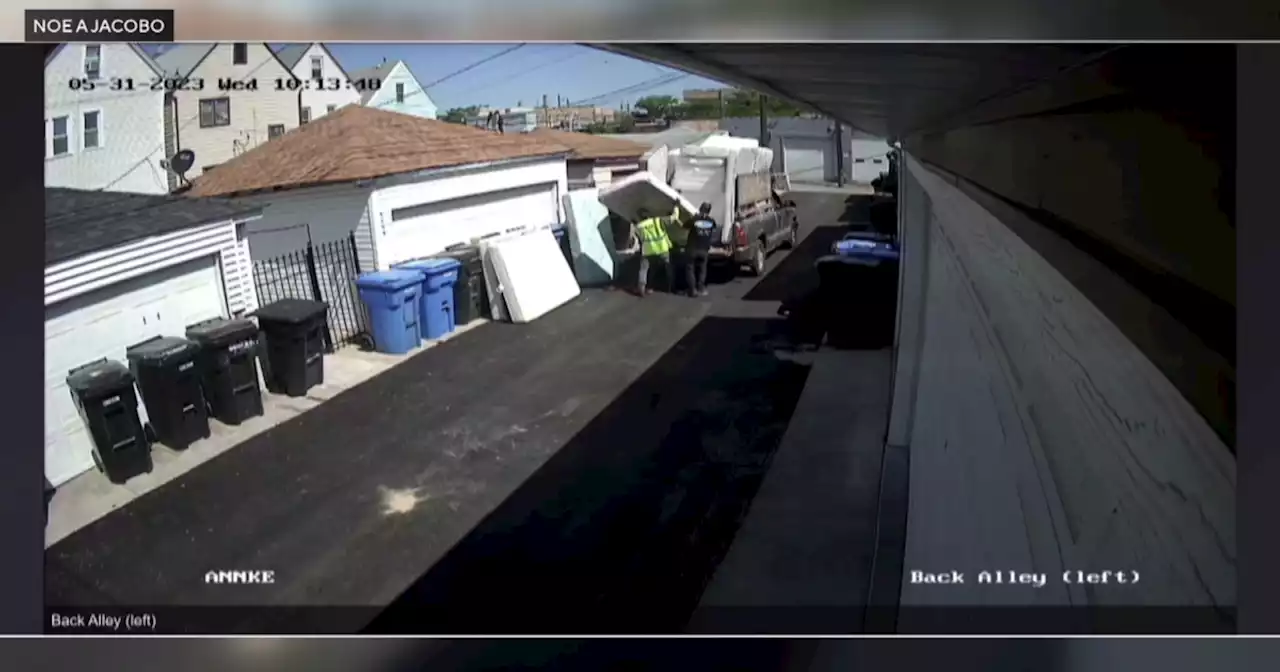 Irving Park man furious after junk van drivers dump old mattresses in his alley