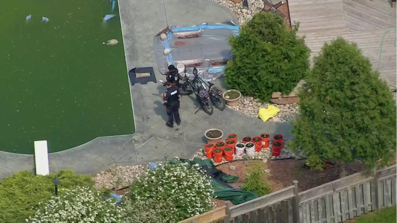 Police on scene after woman pulled from backyard pool in Brampton