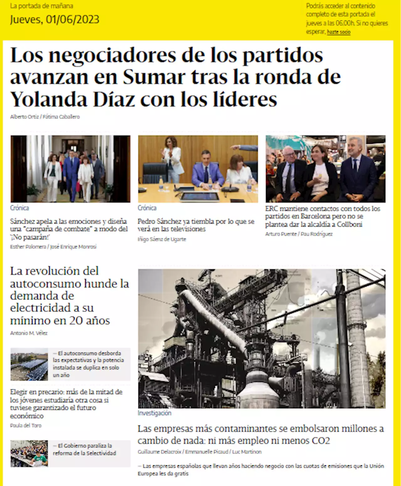 La portada del 1 de junio de 2023