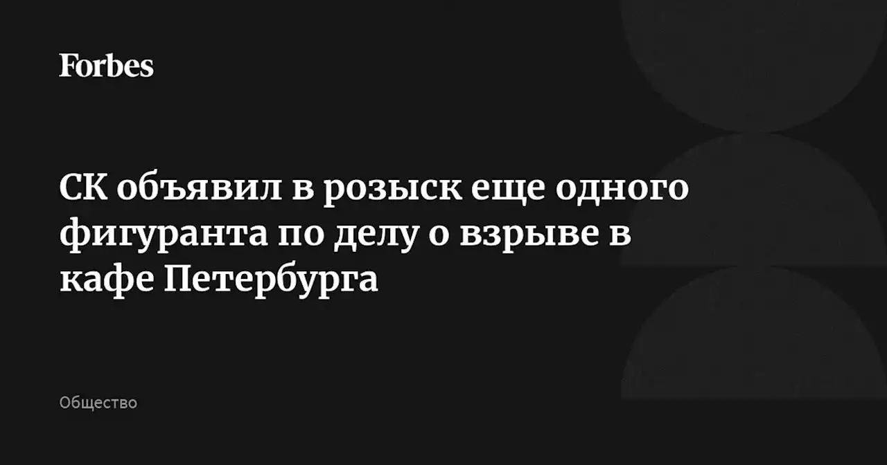 СК объявил в розыск еще одного фигуранта по делу о взрыве в кафе Петербурга