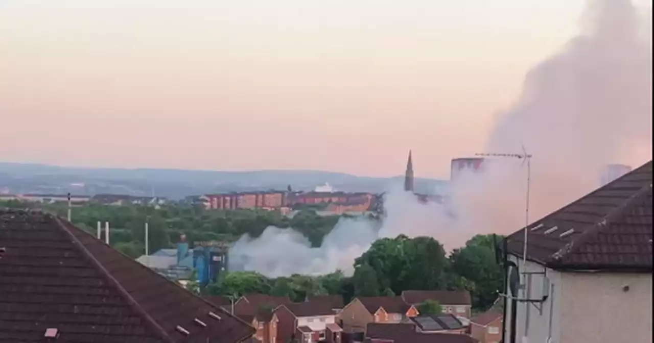 Huge Glasgow fire at former factory still burning after 11 hours