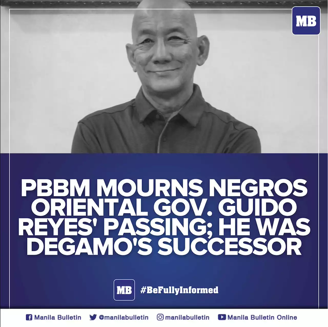 PBBM mourns Negros Oriental Gov. Guido Reyes' passing; he was Degamo's successor