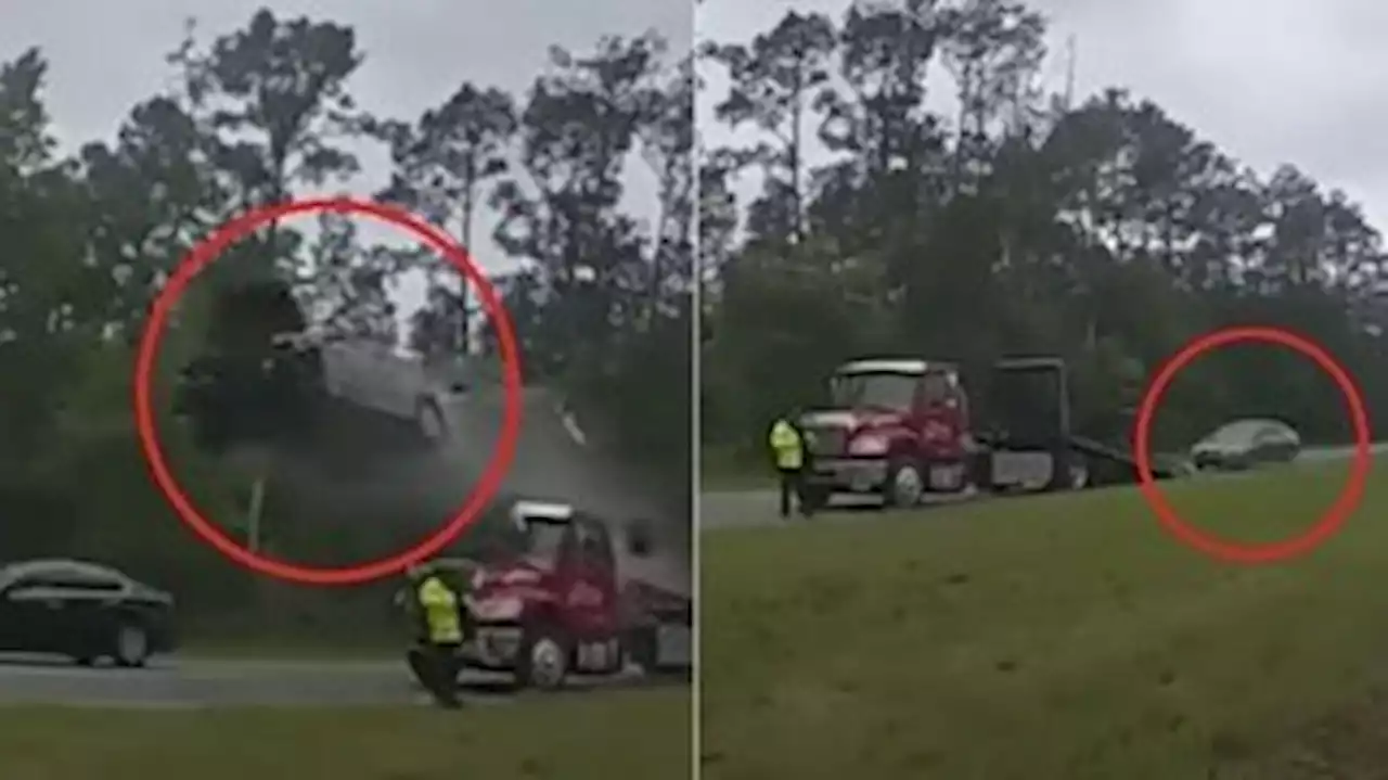 Carro decola após subir em rampa de guincho por engano