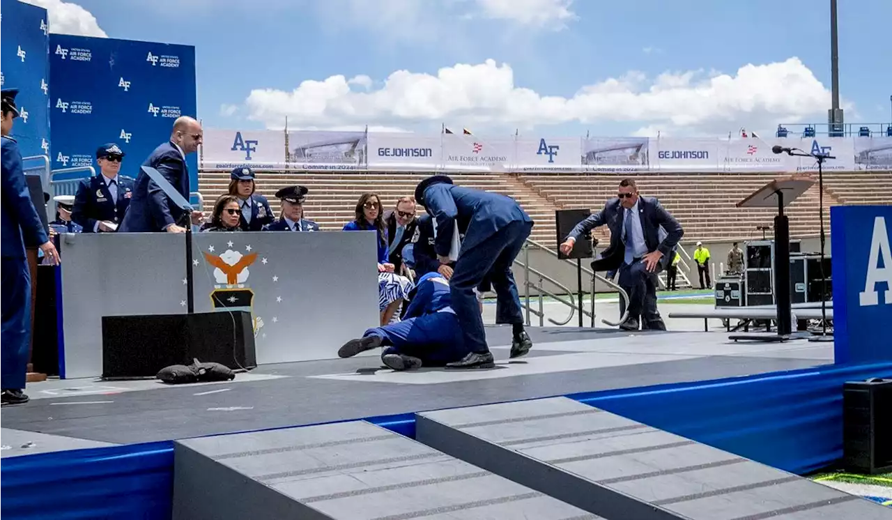 Biden falls at Air Force Academy commencement ceremony