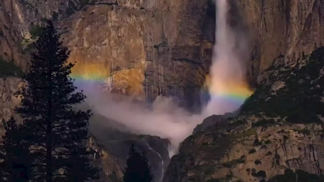 Lunar rainbows captured during full moon in Yosemite National Park