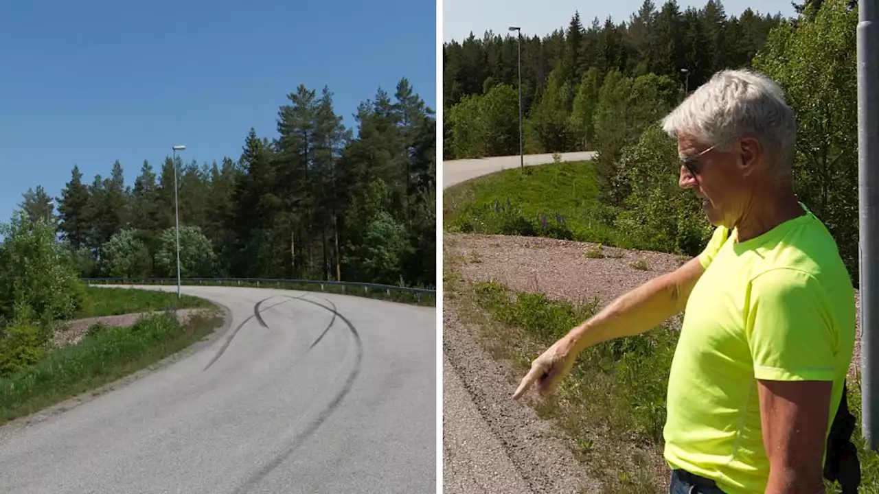 Bosse prejades av vägen av sladdande A-traktor