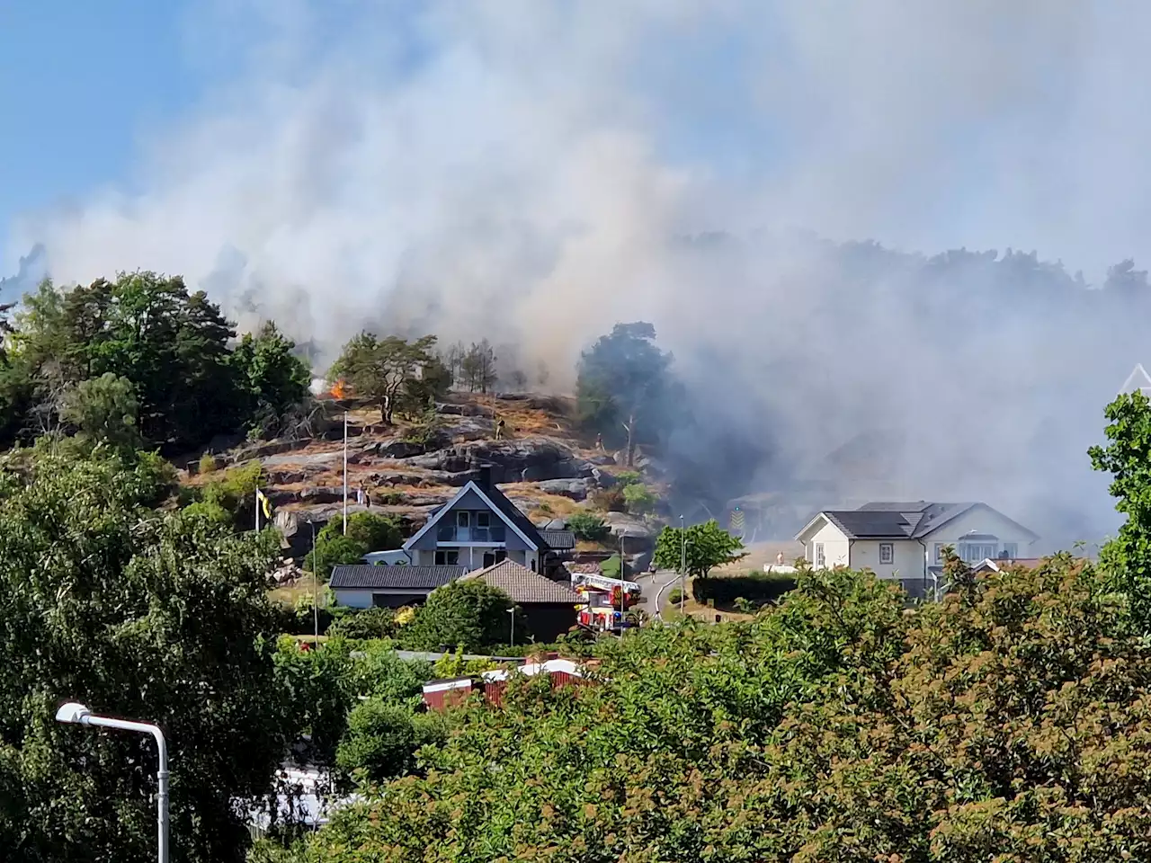 Larm om skogsbrand i Fiskebäck