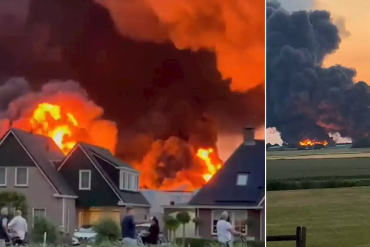 Enorme brand in Nederlandse Ter Aar woedt nog altijd, nablussen kan dagen duren