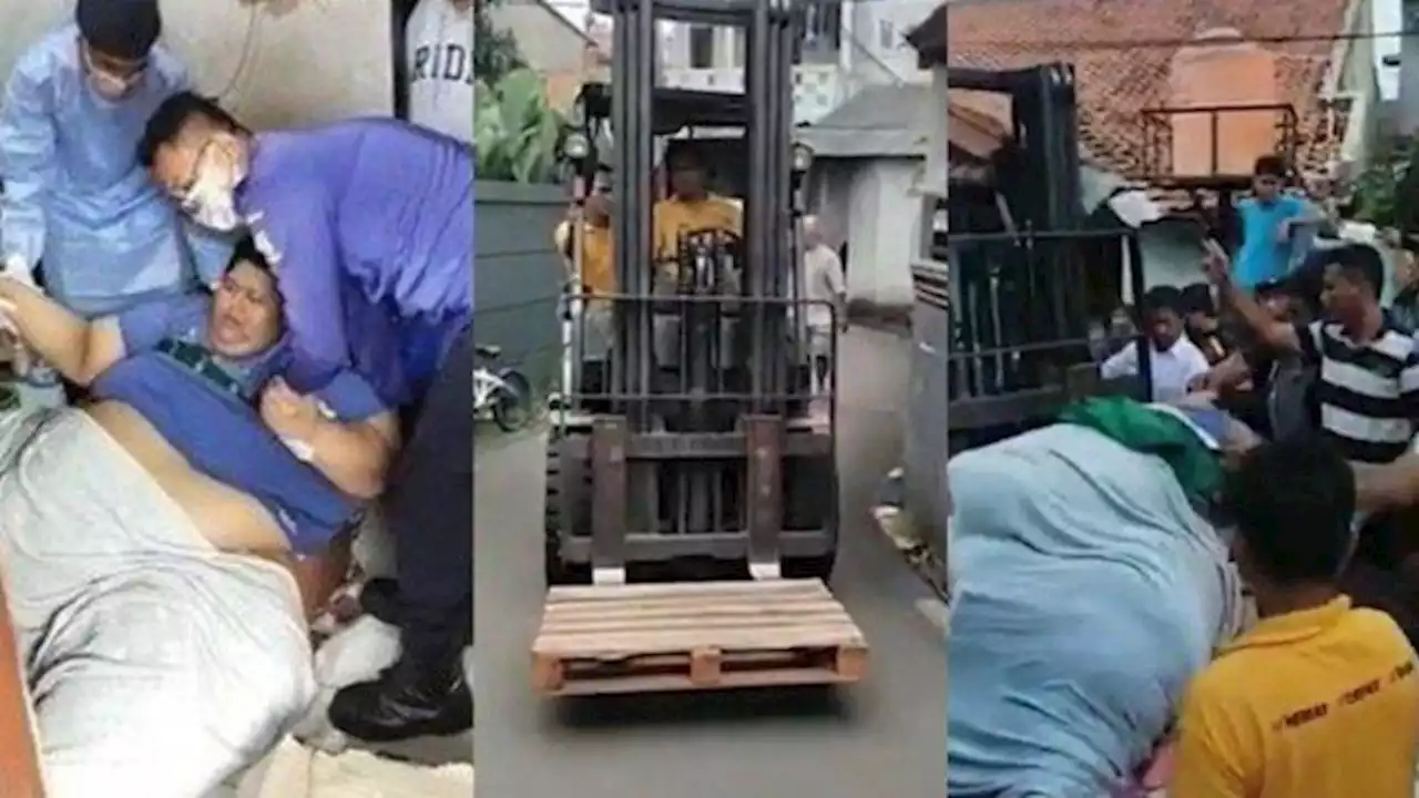 Viral Evakuasi Dramatis Pria Obesitas Berbobot 300 kg hingga Harus Jebol Pintu