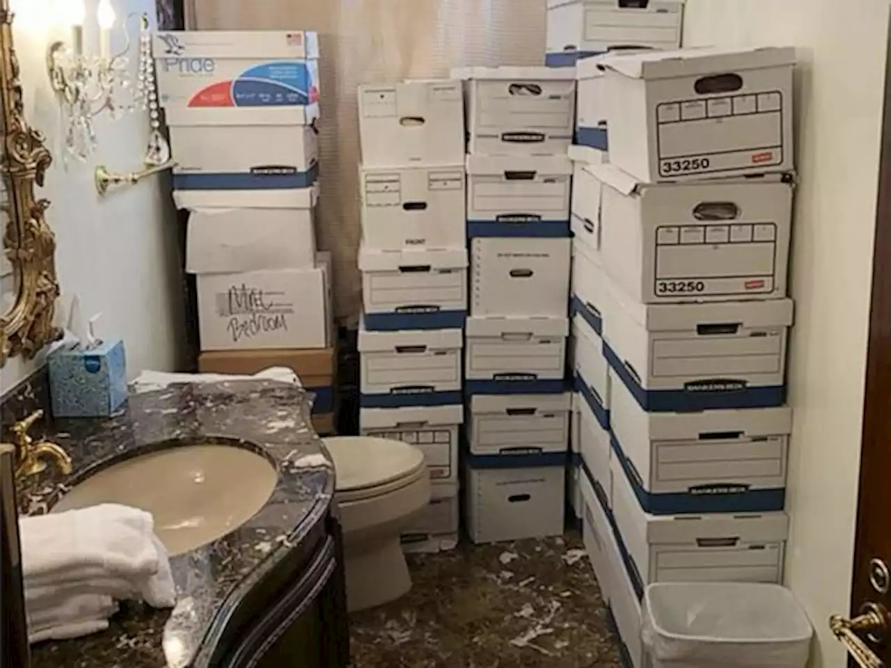 Trump indictment photos show boxes of documents stored at Mar-a-Lago -- including in a bathroom