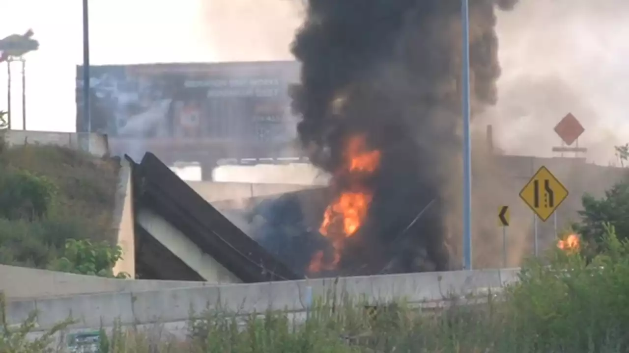 Portion of Interstate 95 collapses in Philadelphia after tanker fire burns under overpass