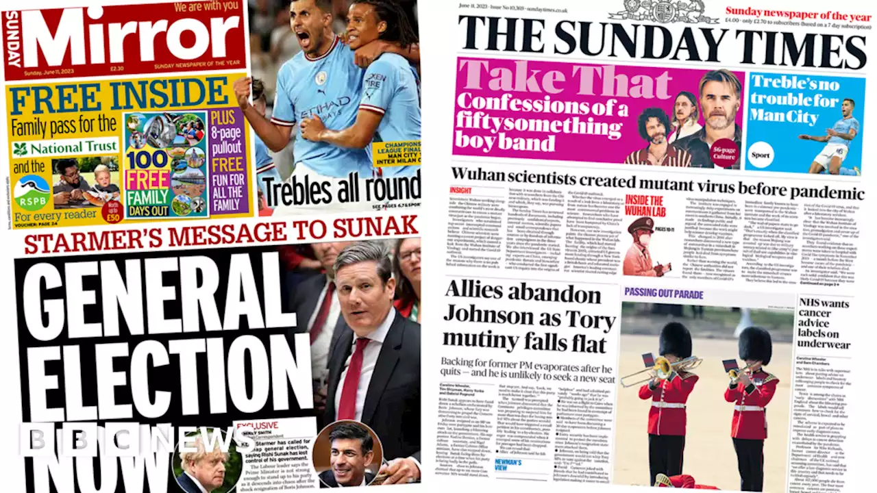 Newspaper headlines: 'General election now' and 'allies abandon Johnson'