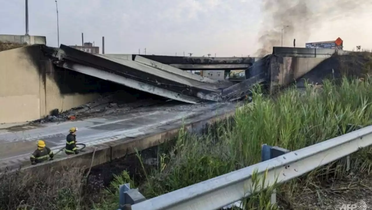 Vehicle fire causes major US highway collapse