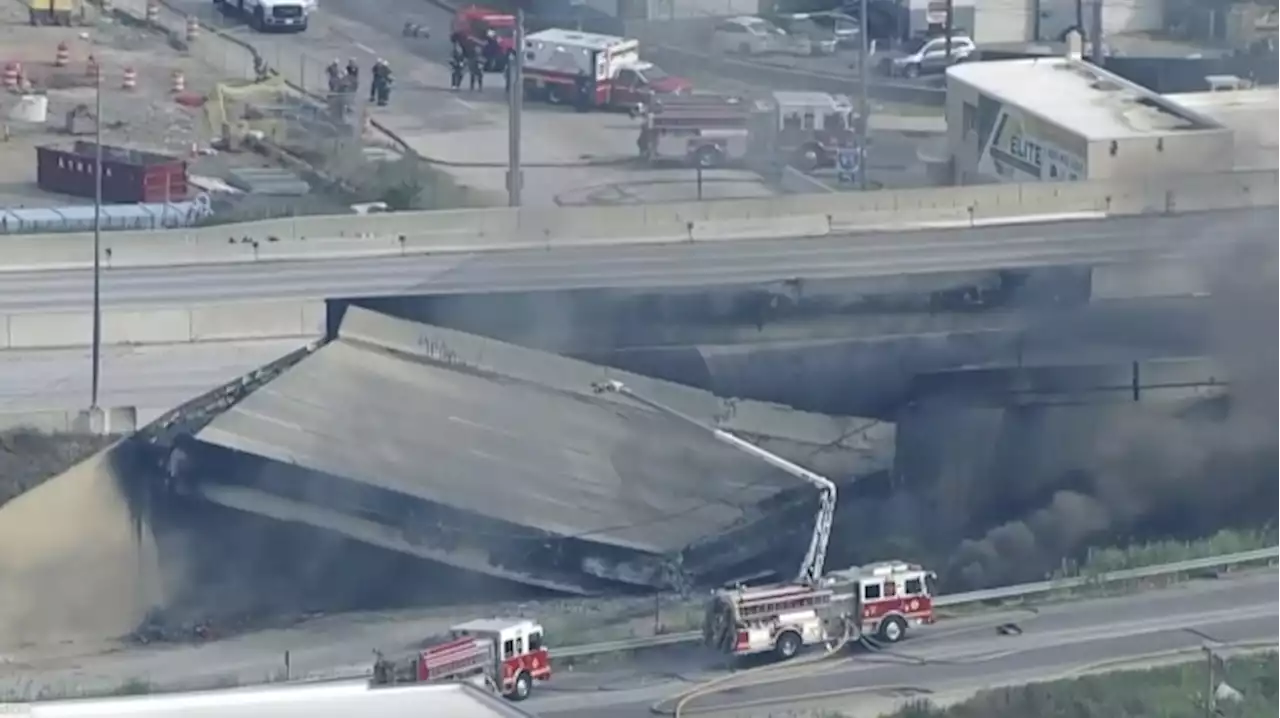 Elevated section of heavily traveled I-95 collapses in Philadelphia