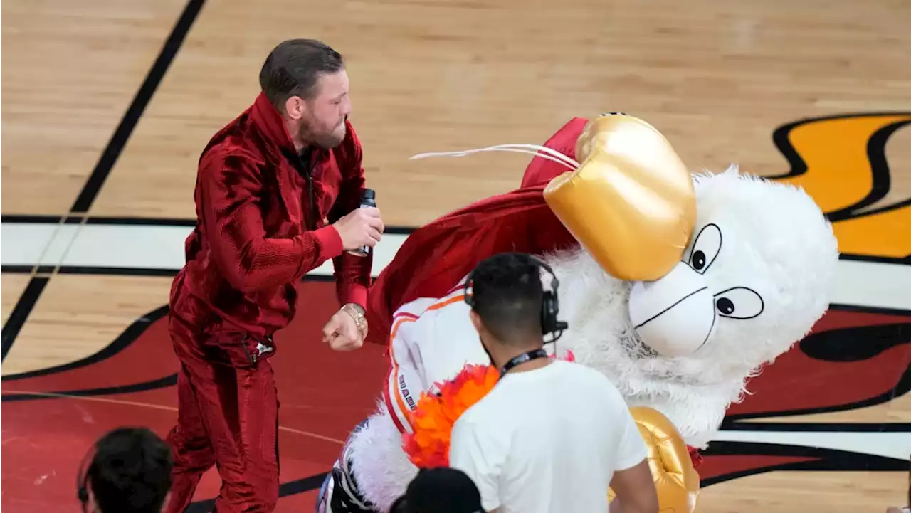 Conor McGregor knocks out Heat mascot in bizarre promotion at NBA Finals