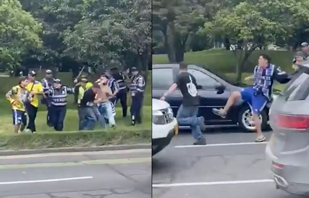 Hinchas de Millonarios golpean a hincha del Santa Fe en medio de Autopista Norte