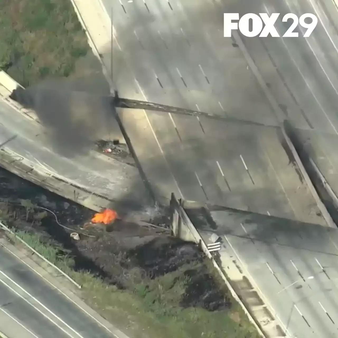 I-95 collapse: All lanes shut as large fire causes parts of interstate to fall near Cottman Avenue