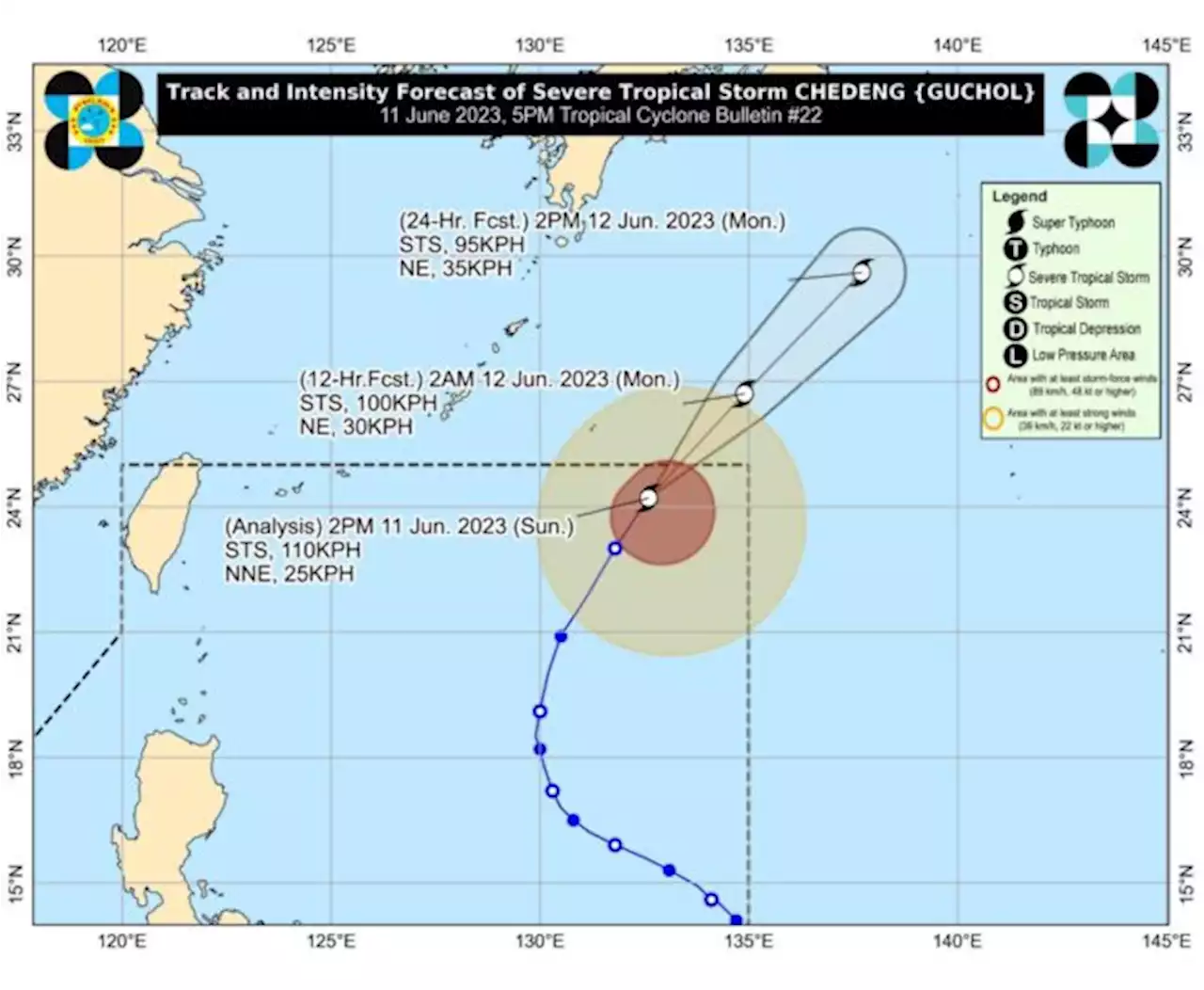 Chedeng weakens to severe tropical storm, to exit PAR on Monday