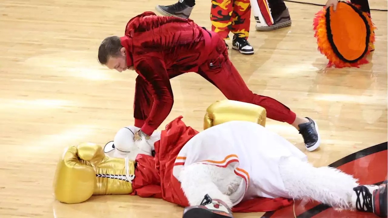 Punched out: Conor McGregor sends Miami Heat mascot to hospital during skit