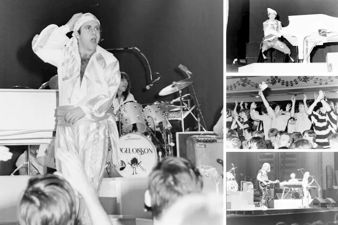 Elton snapped on stage when Watford were taking football by storm