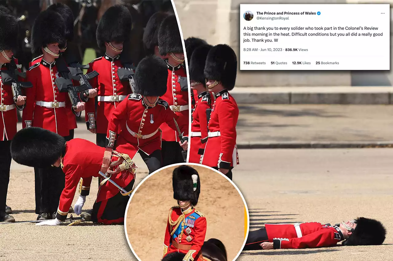 Prince William thanks soldiers who fainted while rehearsing for Charles’ birthday in scorching heat