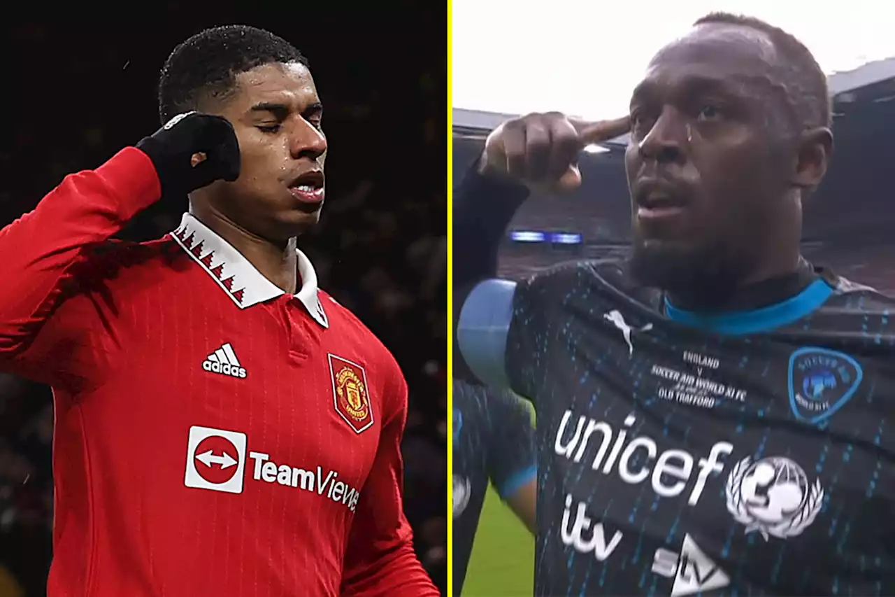 Usain Bolt opens scoring in Soccer Aid as he pulls off Marcus Rashford's celebration