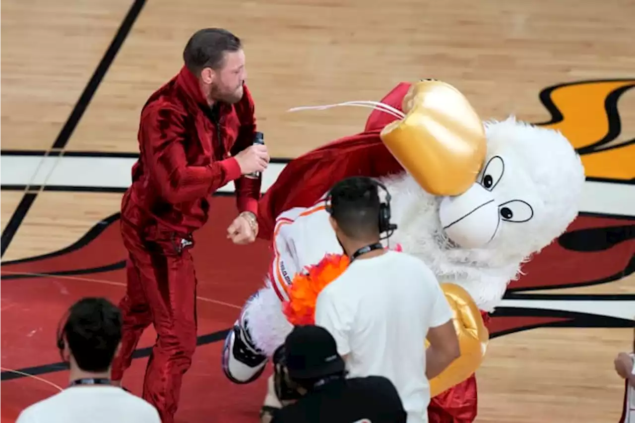 Conor McGregor knocks out Heat mascot in bizarre promotion at NBA Finals