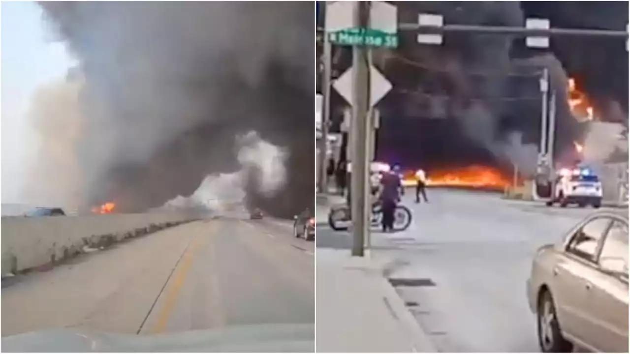 'The road's falling': Philly drivers capture video of heavy flames before I-95 collapse