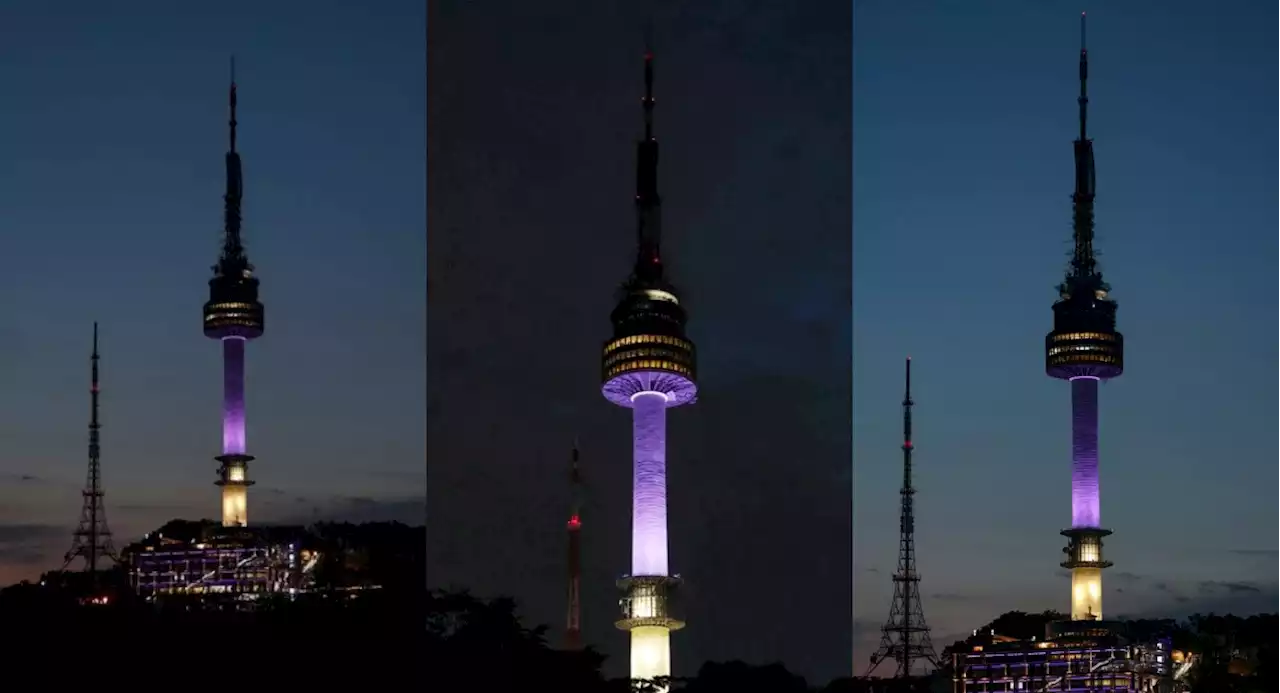 N Seoul Tower (Namsan Tower) shines bright purple as part of BTS's 10th anniversary '2023 FESTA' celebration | allkpop