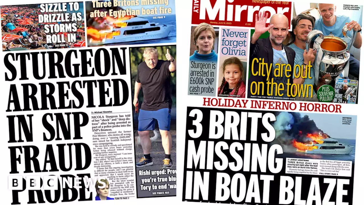 Newspaper headlines: 'SNP fraud probe' and 'Brits missing in boat blaze'