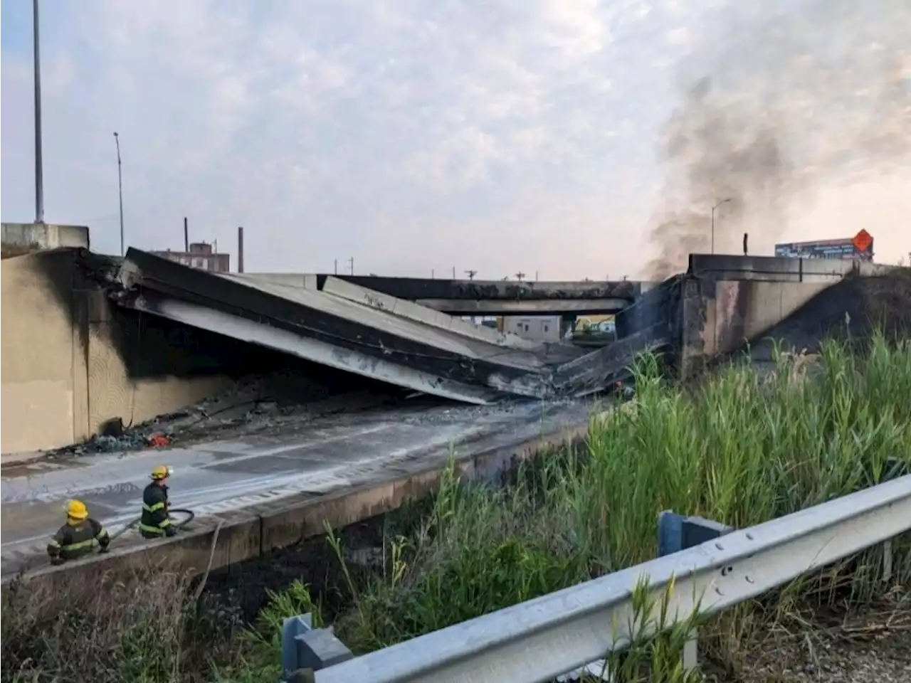 Elevated section of Interstate 95 highway collapses in Philadelphia