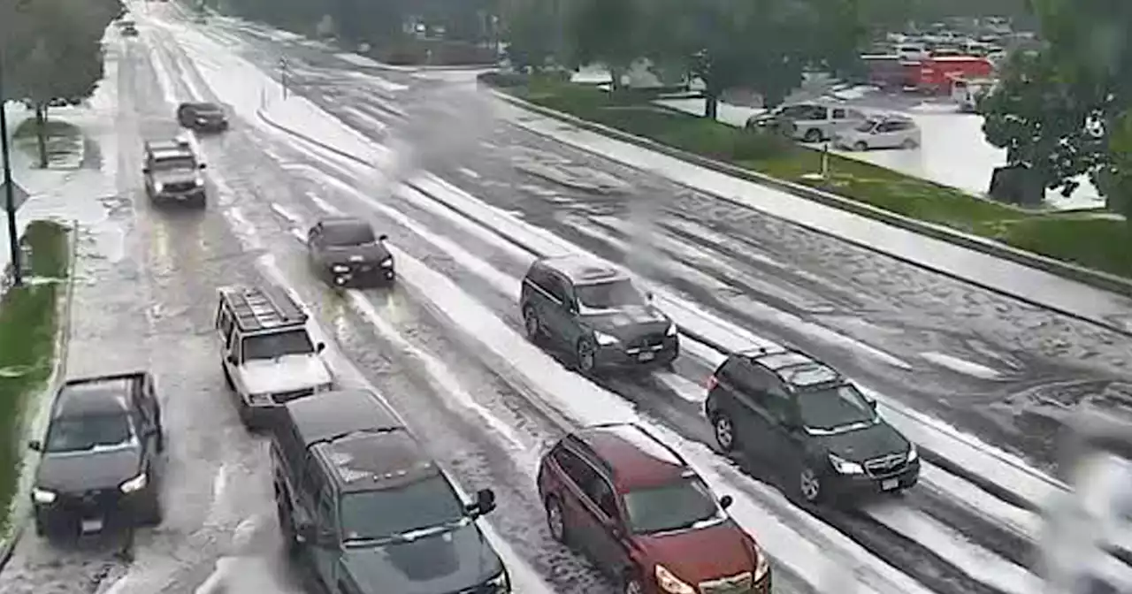 Hailstorm causes street flooding in Boulder