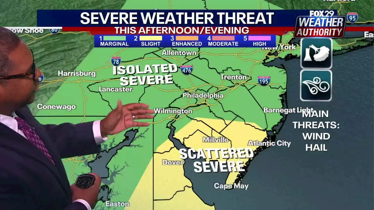 Weather Authority: Severe storms expected to bring strong wind, hail to Delaware Valley Monday afternoon