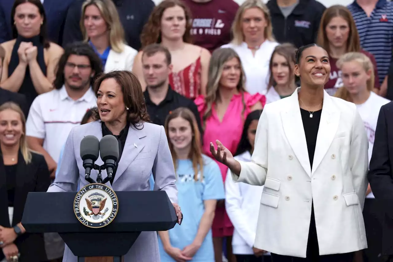 U.S. Vice President Kamala Harris celebrates NCAA champions at White House