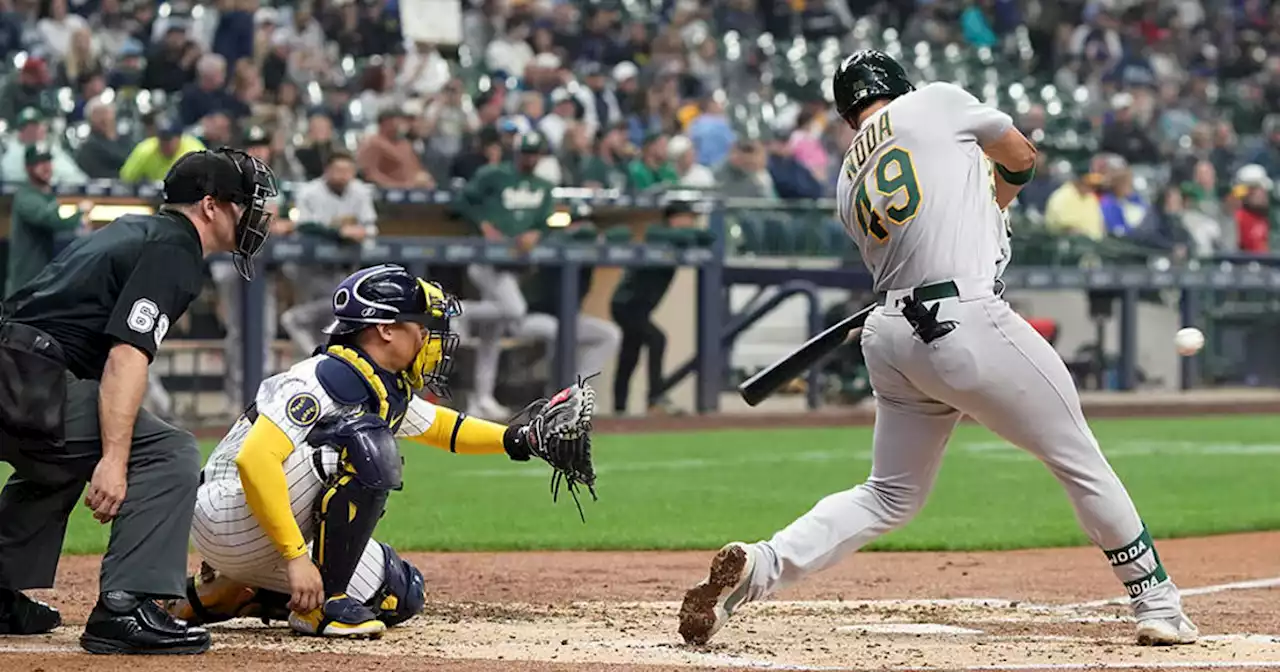 A's beat Brewers for their first series sweep of season