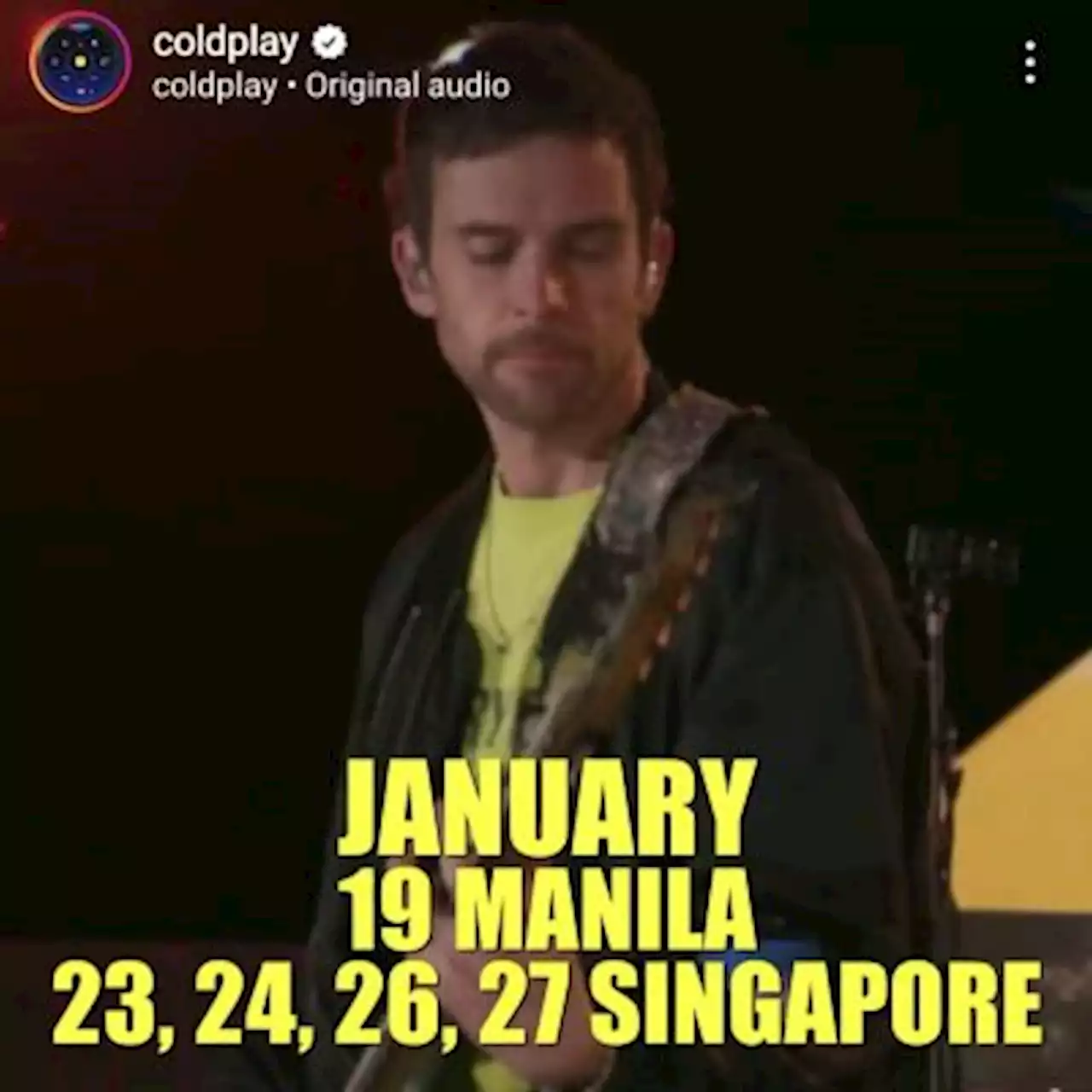 Coldplay Gelar Konser Empat Hari di Singapura