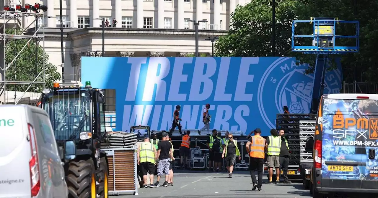 Man City parade preparations underway as police tell fans to 'remain vigilant'