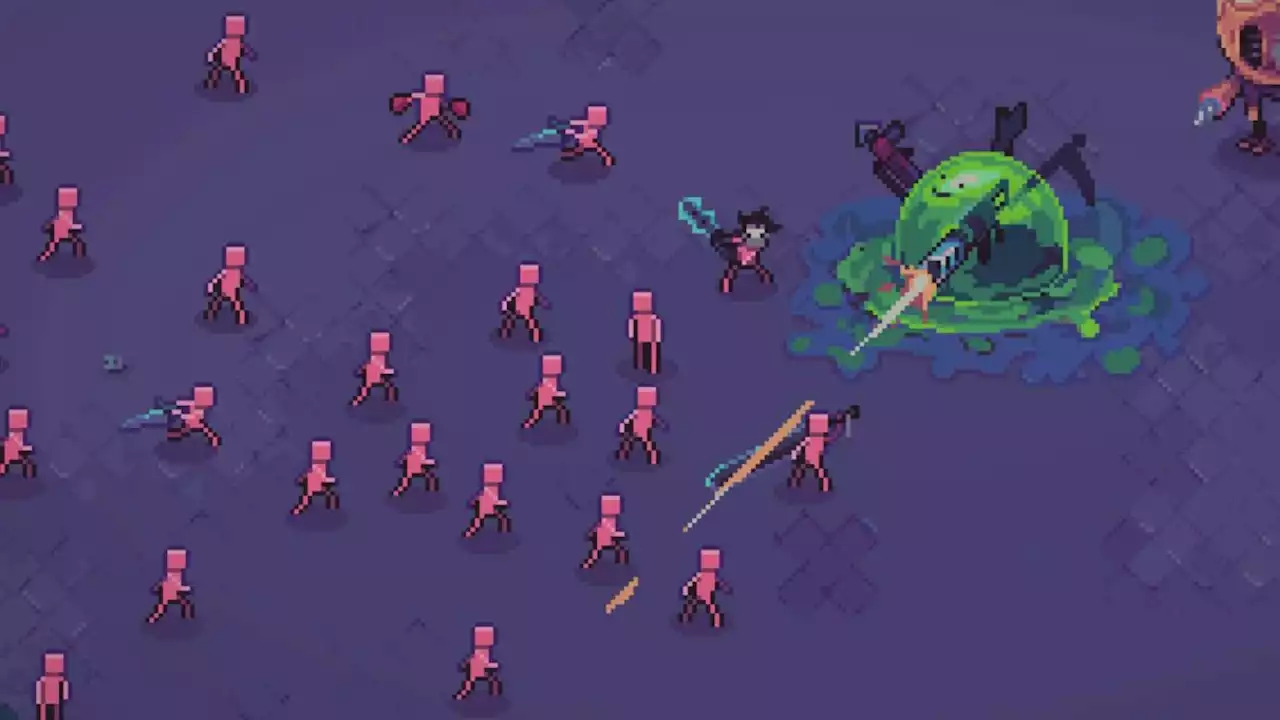 Look at this little green goo guy, shooting his guns an endless clone army, just having a great time