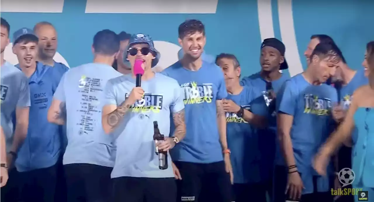 Phillips hilariously drops F-bomb when singing Stones song at Man City treble parade