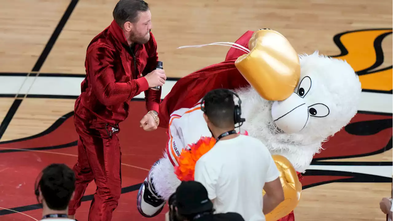 Conor McGregor knocks out Heat mascot in bizarre promotion at NBA Finals