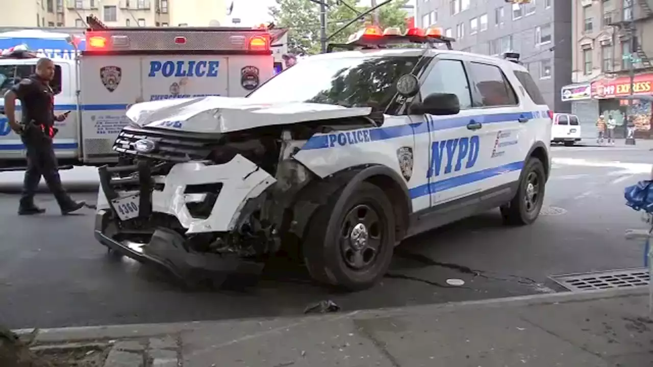 2 NYPD officers hurt after their vehicle crashes into another car in the Bronx