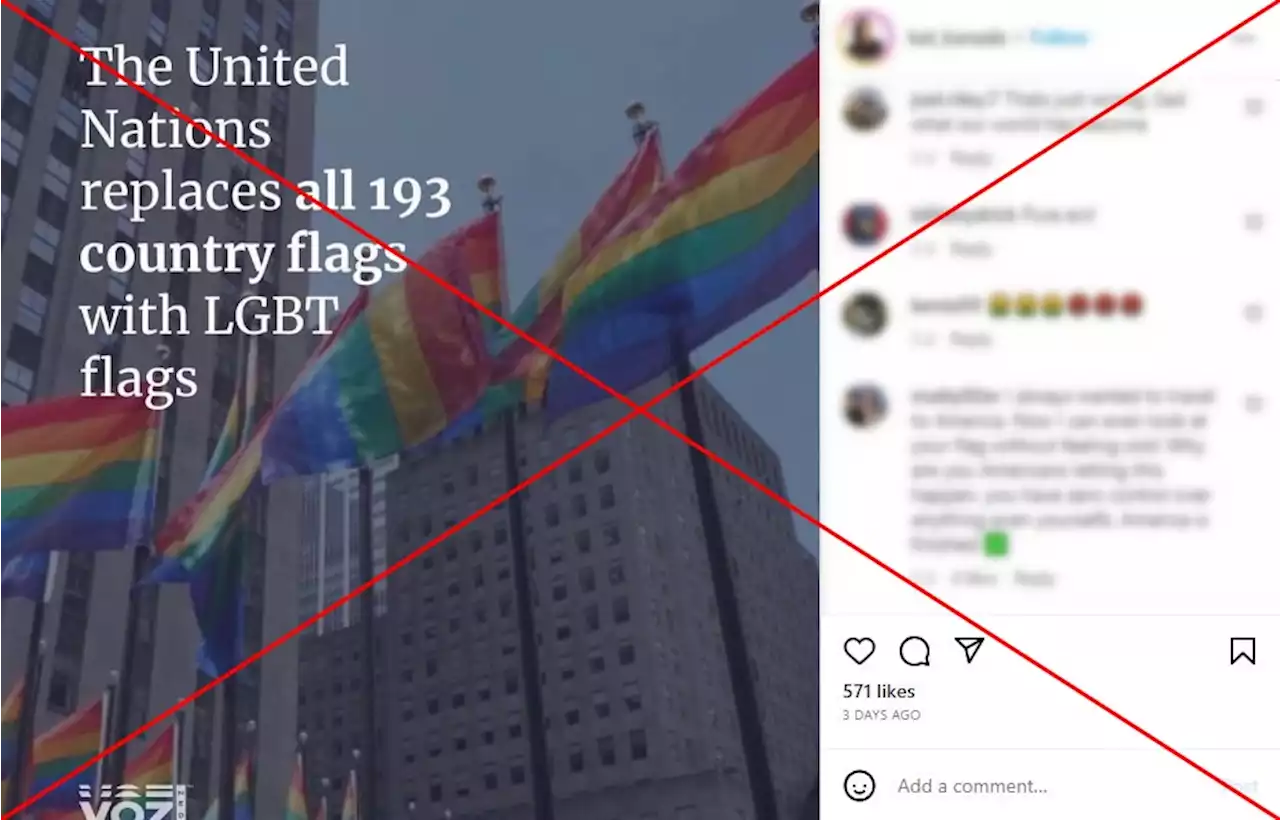 Posts falsely claim UN removed country banners for pride month