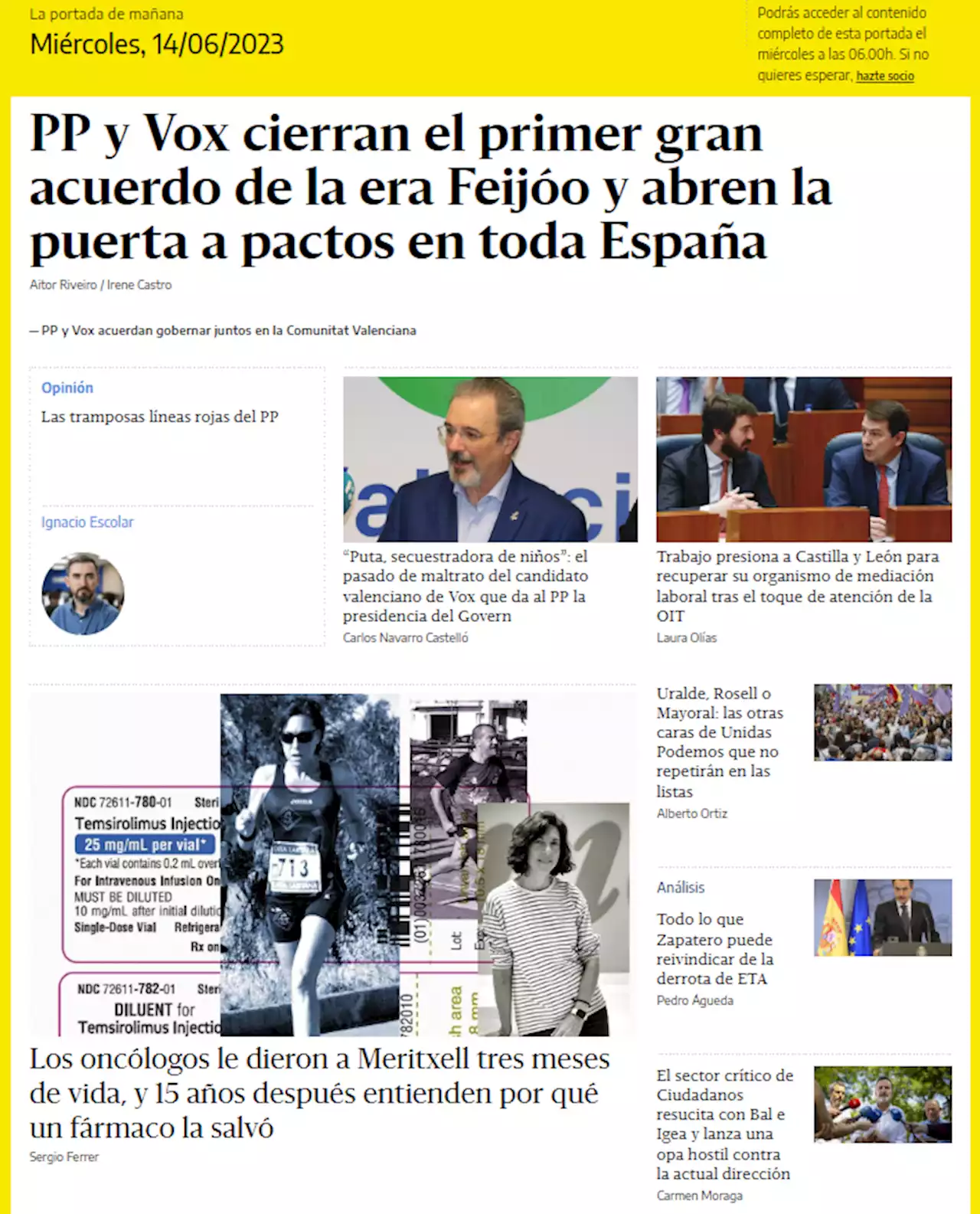 La portada del 14 de junio de 2023 - elDiario.es